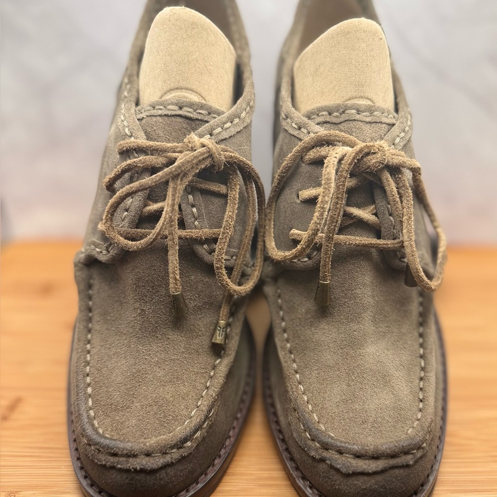 Frye Caroline Lace Low Suede Wedge Shoes soft brown Women’s 8.5